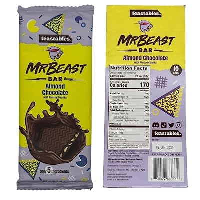 Feastables Mr Beast Chocolate Bars NEW Deez Nuts Peanut Butter Milk Chocolate, Original Dark, Milk Chocolate, Sea Salt and Almond Chocolate Bars (5 Pack)