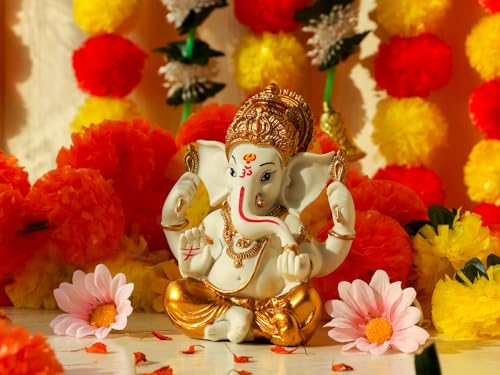 Estatua de Lord Ganesha 5.6 pulgadas Tono Dorado miniatura 2
