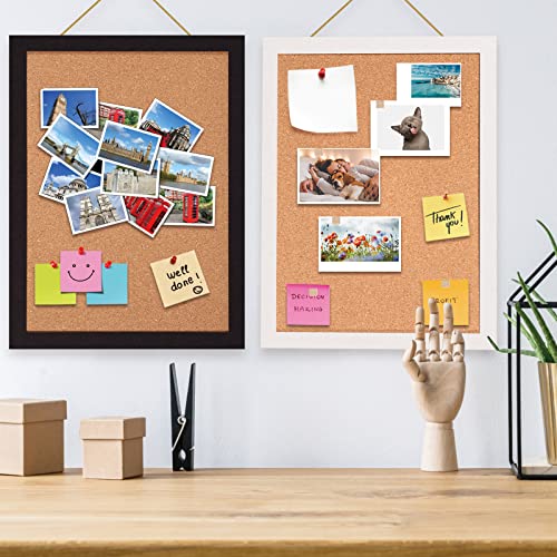 Homyplaza 2 Pack Cork Boards For Walls With Frame 16"X12" Wood Bulletin Board Message Vision Picture Corkboard Pin Boards For School,Home,Office With Pins, Eye Bolts, Gaskets, Screws (White + Black) #TOP1