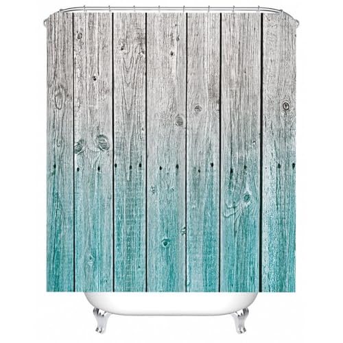 Rideau de douche en polyester gris bleu lavable pour éviter les moisissures
