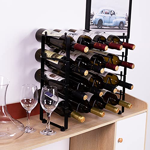 Tonlea 4 Tier Wine Bottle Holder, 16 Bottles Wine Storage, Wine Bottle Rack Stackable, Wine Storage Rack For Cabinet Pantry(Black, Version 1.0) #TOP5