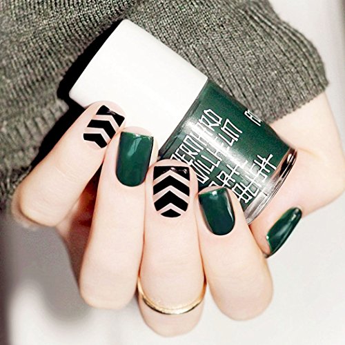 Jovono Glossy Press on Nails Green Short Square Fake Nails Artificial Full Cover False Nails for Women and Girls（24Pcs）