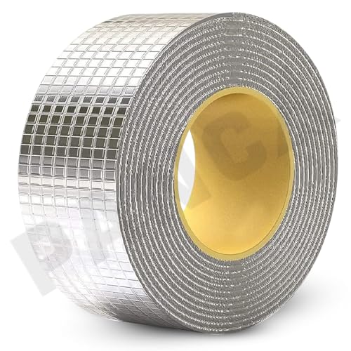 Image of PANCA Leakage Repair Waterproof Tape | Aluminium Foil Butyl Rubber Adhesive | Ideal for Pipe, Roof, and Surface Crack Sealing (2 Inch Medium), Silver