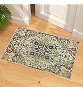 Vintage Rugs for Entryway, 2x3 Washable Low Pile Rug, Small Front Door Non-Slip Area Rug for Kitc...