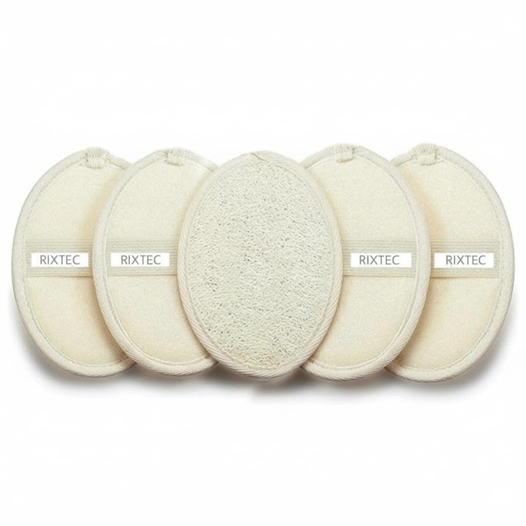 Set of 5 Natural Body Loofah for Bathing | Organic Loofah with strep | Shower Sponge for Women, Men and Kids