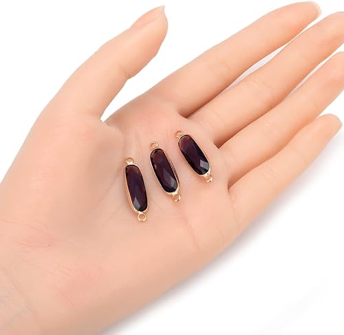 Miniatura 2 de CCP9-G2 - 10 unidades de Adabele grado A febrero amatista púrpura piedra natal conector de eslabones de joyería de 0.827 in de largo, chapado en