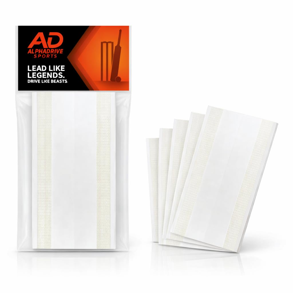 AlphaDrive Sports Cricket Bat Fibre Tape - Pack of 5 | Reinforced Protection Tape for Bat Face & Edges | Improves Durability | Suitable for Tennis & Leather Ball Bats (Side Filament)