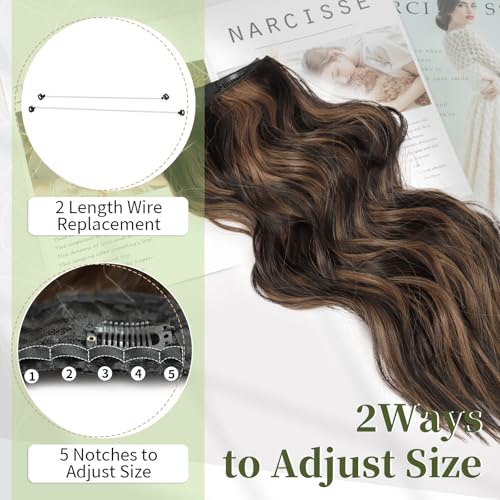 KooKaStyle Extensões de Cabelo de Fio Invisível com Fio Transparente Tamanho Ajustável 4 Clipes Segu