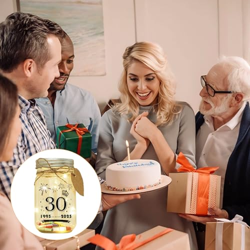 Seutgjie 30 Geburtstag Frau Mann Geschenk Deko 30 Hochzeitstag Perlenhochzeit Geldgeschenke LED Flaschenlicht mit 1995 bis 2025 Personalisiertes Geschenk