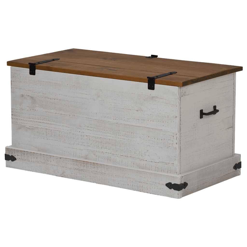 Cassapanca HALDEN Bianco 91x48x47 cm in Legno Massello di Pino 4018402