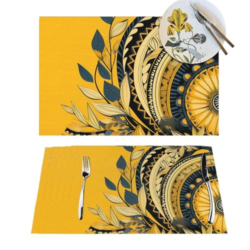 Napperon tissé en PVC jaune de table 45x30 cm antidérapant - 2