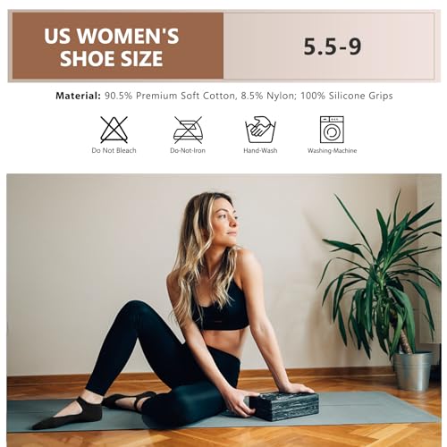 Image of Purplepig 3 Pairs Grip Pilates Socks Non-Slip Yoga Socks for Women Pilates, Pure Barre, Barefoot Workout, Pregnancy, Hospital