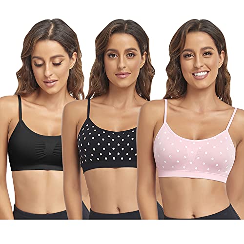 Image of Litthing Bralettes Padded for Women Cami Strap Bra Seamless Sportsbra Wireless Comfort Yoga Lightly T-Shirt Tank Tops