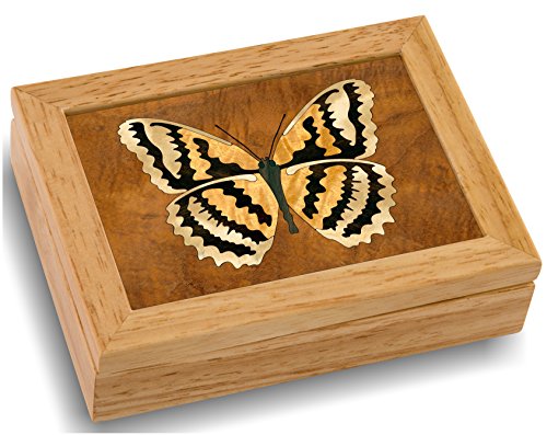 MarqART Holz-Schmetterlingsbox, handgefertigt, USA, unübertroffene Qualität, einzigartig, keine zwei sind gleich, Originalwerk der Holzkunst (#4124 Schmetterling 4x5x1,5)