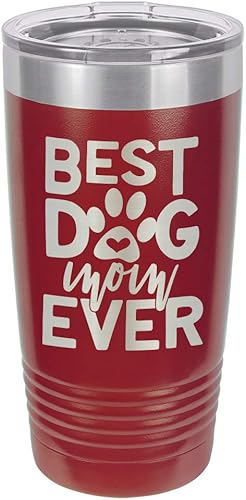 Miniatura 21 de Best Dog Mom Ever Black Vaso de bebida de 20 oz con pajita Taza de viaje grabada con láser con citas divertidas Comparar con Yeti Rambler Idea