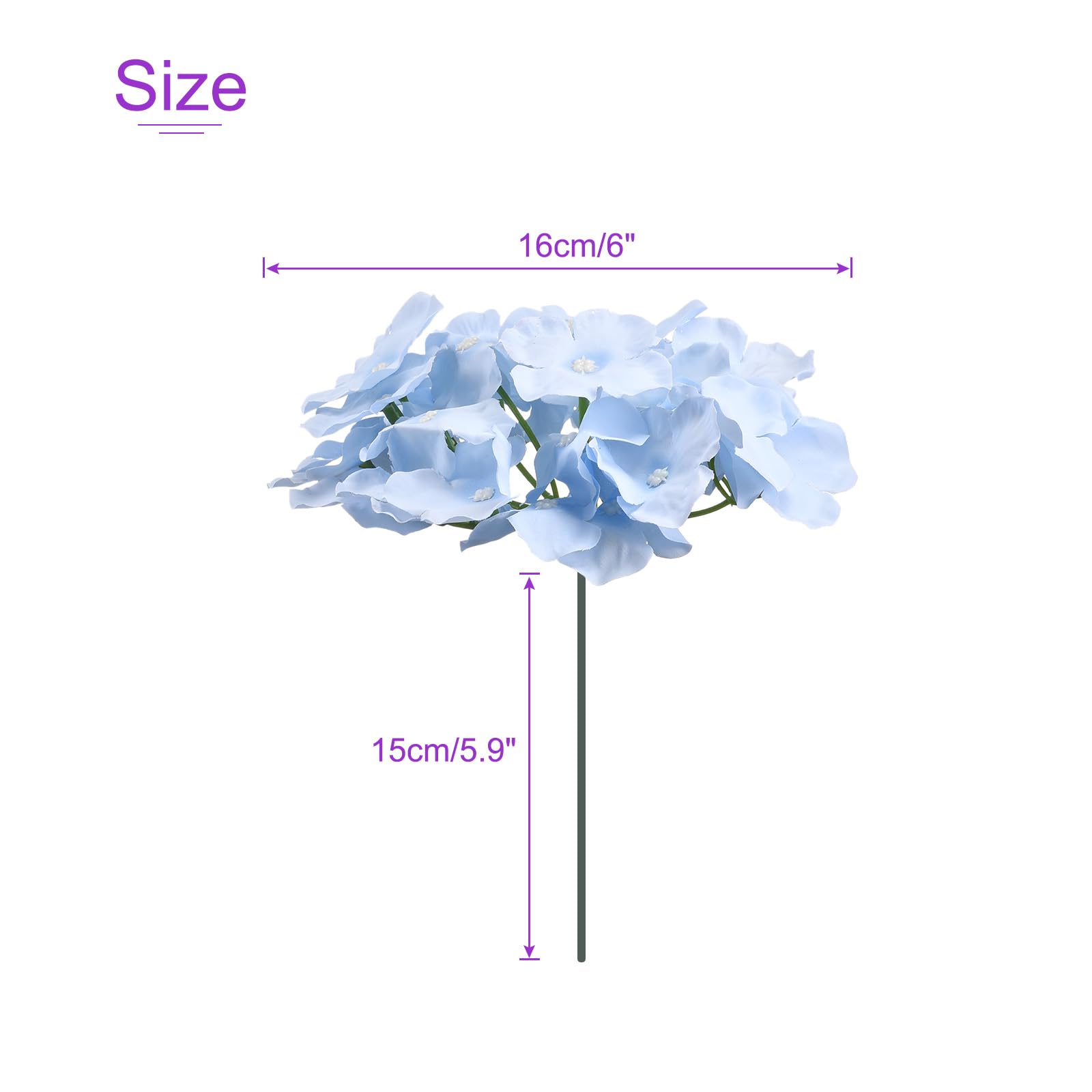 DMiotech 30 Set Blue Silk Artificial Hydrangea Heads Wedding Fake Hydrangea Flowers with Stems for Wedding Vases Flower Walls Gift Decor - Image 3