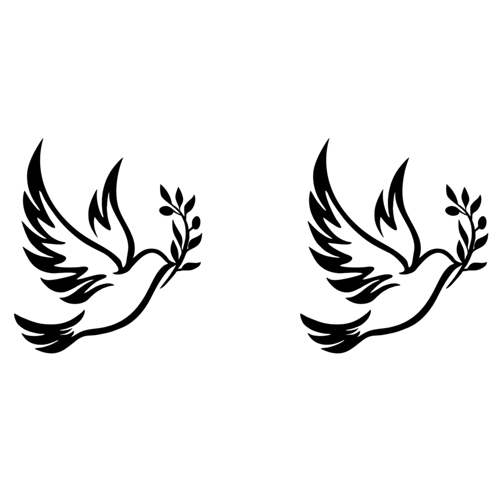 Hndhbfgrt 2X of Peace Olive Branch Metal Wall Art - Olive Branches Peace Black Outline White Metal Wall Decor