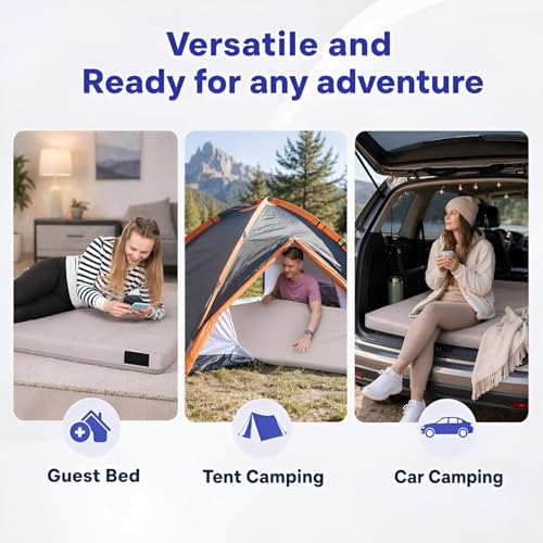 Image of Hazli Matrix AirCell Memory Foam Camping Mattress Pad - CertiPUR-US Roll Up Mattress for Adults - Portable Foam Sleeping Mats for Camping - Camp Cot Sleeping Pad - Floor Sleep Mat Bed Roll for Car RV