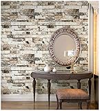 HaokHome 91301 Faux 3d Brick Wallpaper Textured Brick Wallpaper Roll Beige/Grey/Brown 20.8