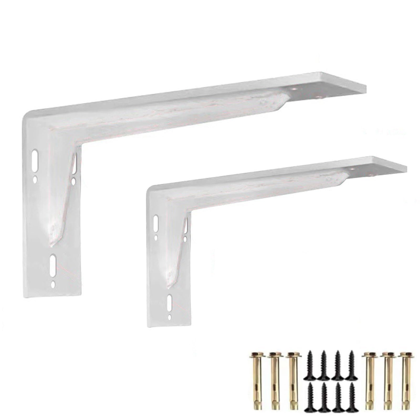 2 Pezzi Reggimensola a Parete,Staffe per Mensole Pesanti,Staffa a L per Mensola Angolare,Supporto per Mensola Galleggiante di Metallo per Capannone,Libreria,con Viti,Bianco (45cm)