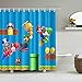 Produktbild zhanghui2018 Cartoon Charakter auf blauem Hintergrund rot Mario Badezimmer Duschvorhang strapazierfähiger Stoff Schimmel Badezimmer Zubehör Kreativ mit 12 Haken 180 x 180 cm
