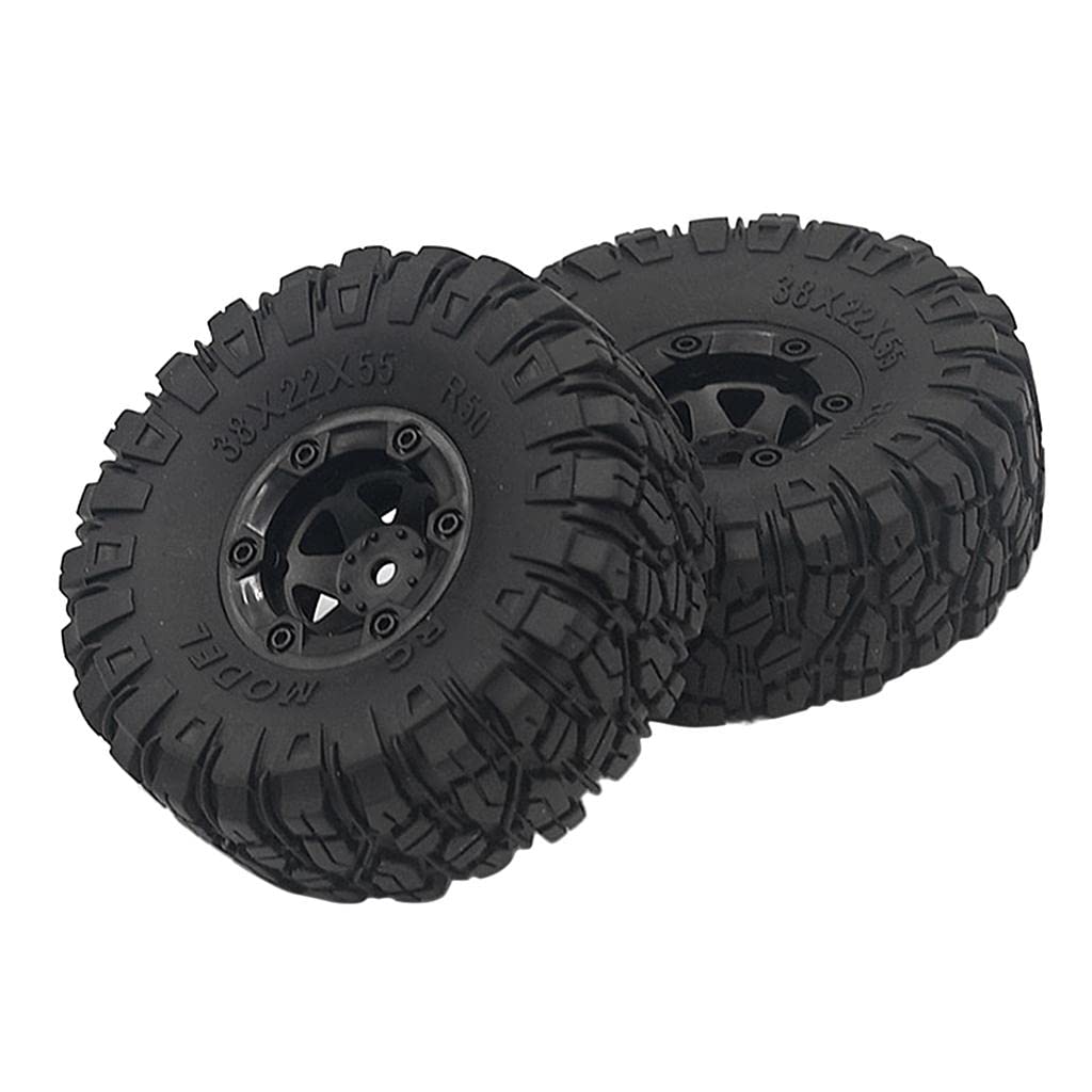 pistro Radio-Controlled RC Crawler R 100mm Tyres 55mm Wheel Hub Tires for RC Car Accessories Parts - 100mm, Black