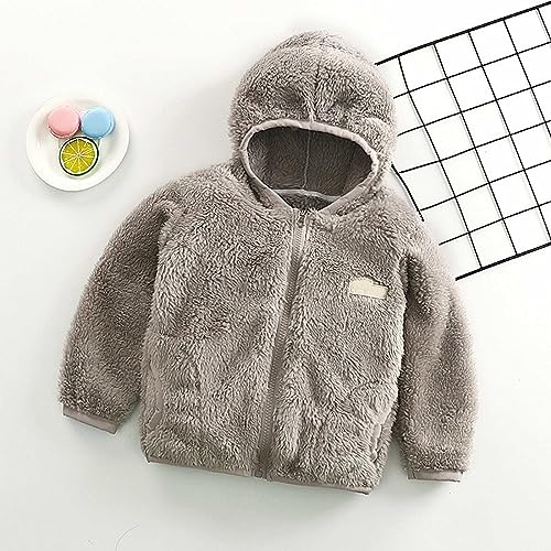 Kids Windproof Snowsuit 1 to 8 Year Children's Baby Coral Plush Hooded Thickened Boys And Girls' Zipper Plush2