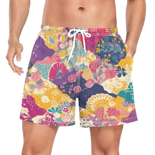 Maillot de bains respirant séchage rapide short de plage imprimé éventail