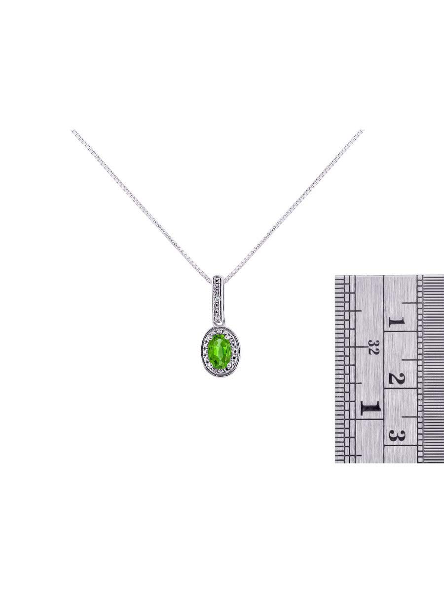 Diamant- und Halbedelstein-Halskette mit Peridot-Halskette aus Sterlingsilber, atemberaubender Halo-Designer, Peridot