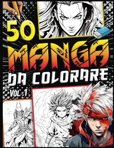 Manga da colorare: Libro da colorare per adulti, bambini ragazze e ragazzi - Personaggi giapponesi Anime Shonen Ninja Samurai Combat Shaman.