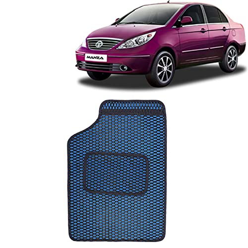 Image of Kingsway Dotted Design Car Floor Foot Mats Universal Fit for Tata Manza, Model Year : 2009-2016, Water and Dustproof, Color Blue, Set of 5 Pieces
