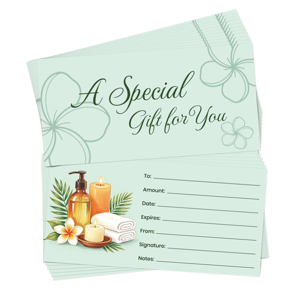TNKBREEZE 40 Sets Spa Gift Certificates with Envelopes Business Blank Gift Cards Generic Fill-in Vouchers Coupon Card for Women Beauty Salon Hair Birthday Wedding Party 6.6x3.3in