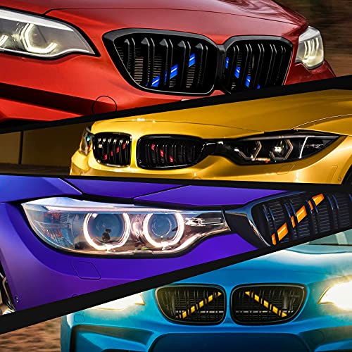 Image of AggAuto Compatible with BMW Grille Inserts Stripes for F25 X3 2011-2021 / G01 X3 2017-2021 / G02 X4 2018-2021 / G05 X5 2018-2021 Grill Insert Accessories Blue V Brace Cover