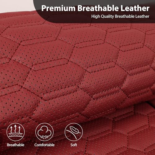 Image of CAR PASS 3D Foam PU Leather Car Seat Covers Front Seats,Wine Faux Leather Front Seat Covers for Cars, Universal Fit for SUVs Trucks Vans Sedan Automotive, Armrest Airbag Compatible,Burgundy