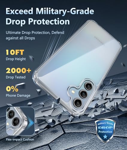 Image of FNTCASE for Galaxy A15-5G Phone Case: for Samsung Galaxy A15-5G Clear Case Military Grade Drop Protection Anti Yellowing Cell Phone Cover - Rugged Shockproof Protective Transparent Cases (Clear)