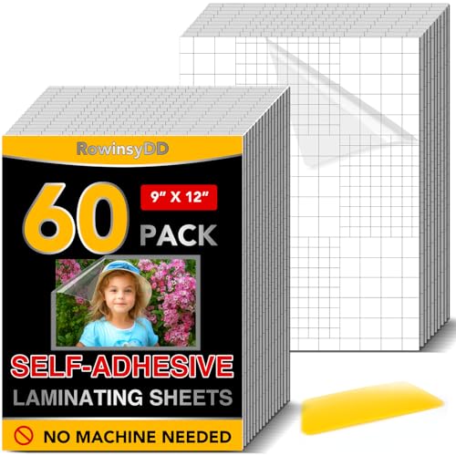 Image of 60 PCS Self-Adhesive Laminating Sheets, 9 x 12 Inches Self Adhesive Contact Paper, No Heat No Machine Needed Self Sealing Laminate Sheets