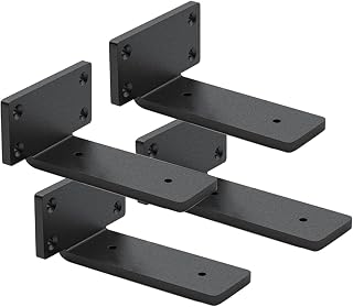 4 Pack Shelf Brackets 5 Inch Floating Shelf Bracket 1/5 inch Thick Heavy Duty Hidden Shelf Brackets Iron Metal Brackets for Shelf Support with Screw Included