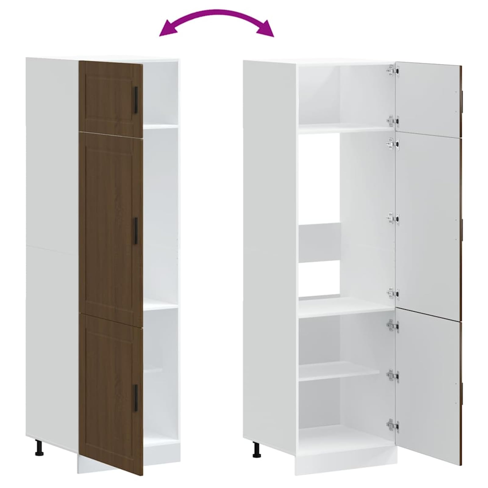 Porto Küchenschrank Braun Eichen-Optik, Holzwerkstoff, 60x57x207 cm, mit verstellbaren Füßen Model854114