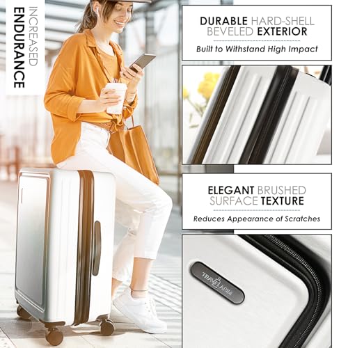 Image of Hard Shell Luggage Sets with Spinner Wheels 4 Piece, Expandable Large Suitcases with TSA Lock, Travel Large Suitcase Set, White Luggage Set