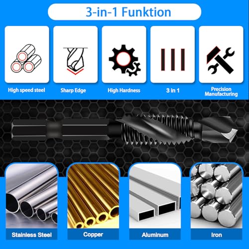 image for DKIBBITH 6 Packs M6 Combination Drill & Taps Bit Set, Screw Threading 