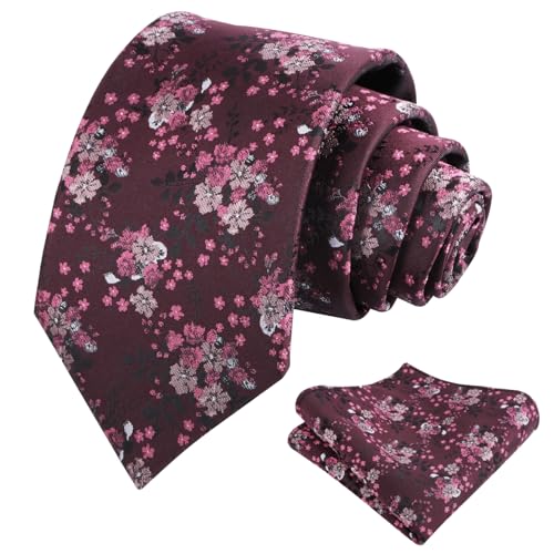 Image of Alizeal Mens 3.15inches Delicate Floral Tie with Small Flower Printed Handkerchief Set