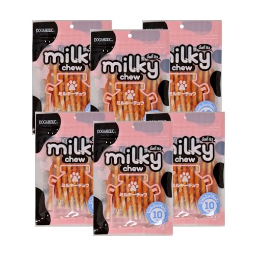 Image of Dogaholic Milky Chew Chicken Stick Style Dog Treats Combo Pack | Chicken & Milk Based Chew Snacks for Dogs | Healthy Training & Reward Treats for Puppies & Adult Dogs 10 Pieces x 6