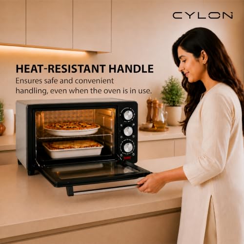 Image of CYLON OvenX Multi-Function 25 Litre OTG for Kitchen | 1300W Oven Toaster Griller with Adjustable Temperature & Timer | Bake, Grill & Toast, Oven for Baking - Silver