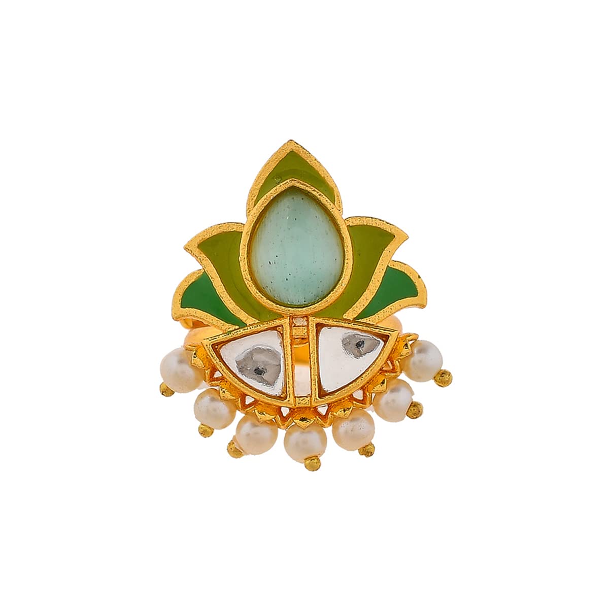 VOYLLA Forever More Floral Green Stone Enamelled Cocktail Ring|Enameled Ring For Women|Adjustable Ring|Wedding|Gift For Women| (B0C621W3FZ) Amazon Price History, Amazon Price Tracker