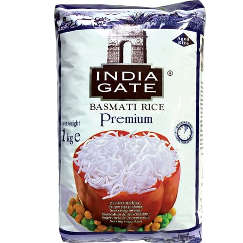 INDIA GATE Arroz Basmati Premium – Arroz fino y aromático de grano largo de la India, grano largo fino (1 x 1 kg)