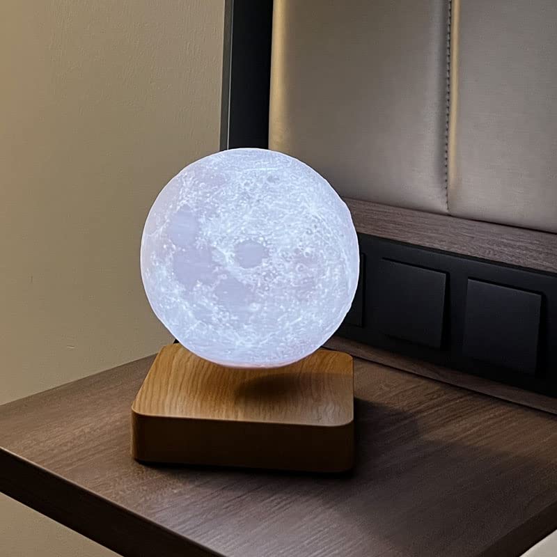 MAGLE Schwebende Mondlampe Magnetische Mondlampe 3D Mondlicht Nachtlicht (Hellbraun)