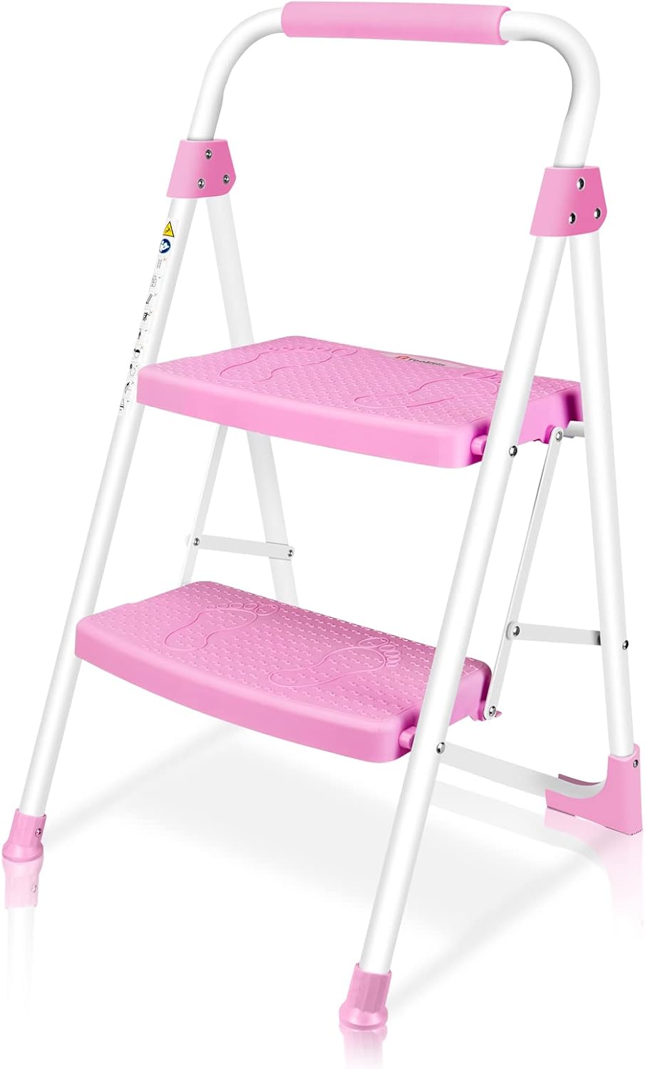 TOOLITIN 2 Step Ladder, Folding Step Stool with Wide Anti-Slip Pedal, 500lbs Sturdy Steel Ladder, Convenient Handgrip, Lightweight, Portable Steel Step Stool for Household, Kitchen, Office
