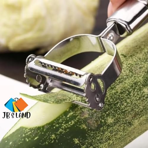 Image of 2 in 1 Stainless Steel Julienne Vegetable Peeler Multi-Functional Fruit & Veggie Shredder Slicer and Grater for Potatoes, Carrots, Cucumbers (2 in 1 Long Peeler)