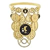 Steve Madden Yellow Gold-Tone Black Charm Bangle Bracelet for Women
