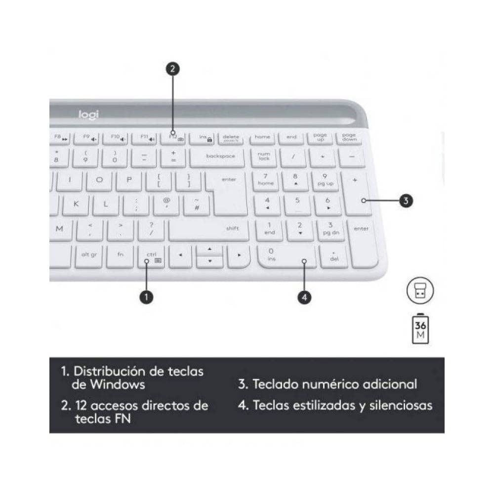 Logitech MK470 Kit mouse e tastiera | Layout Spagnolo QWERTY - Bianco